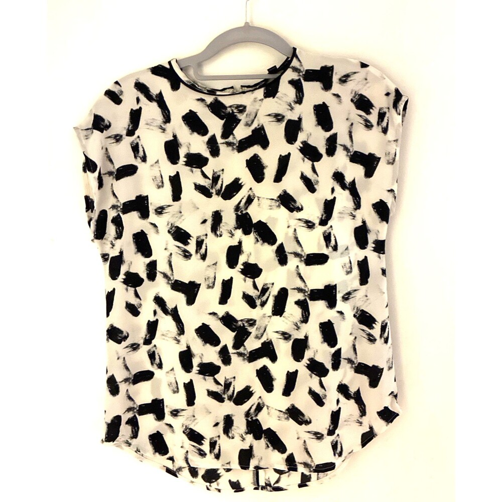 Banana Republic Brushstroke Blouse Creme/Black XXS Petite - Perfect work attire